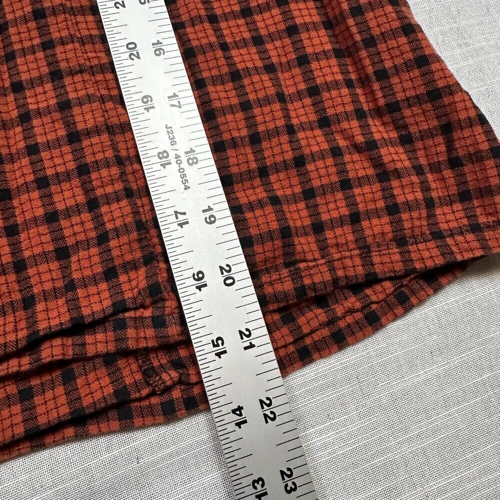 Madewell Ruffle-Front Top in Plaid Orange Red & Black Size Medium Cotton - Picture 5 of 7